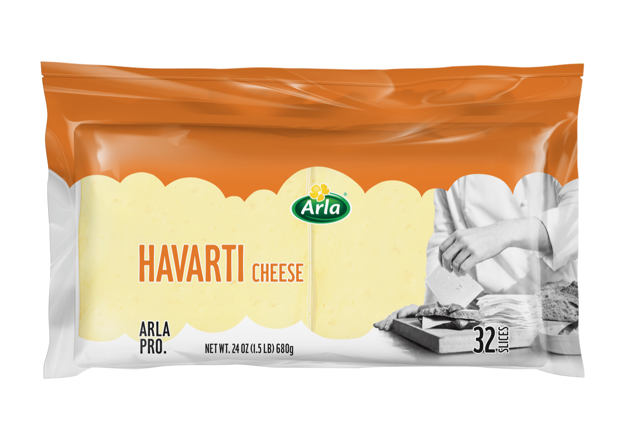 570539 Arla Pro 3.5x3.5 Havarti Slices for Foodservice 8 x 24oz