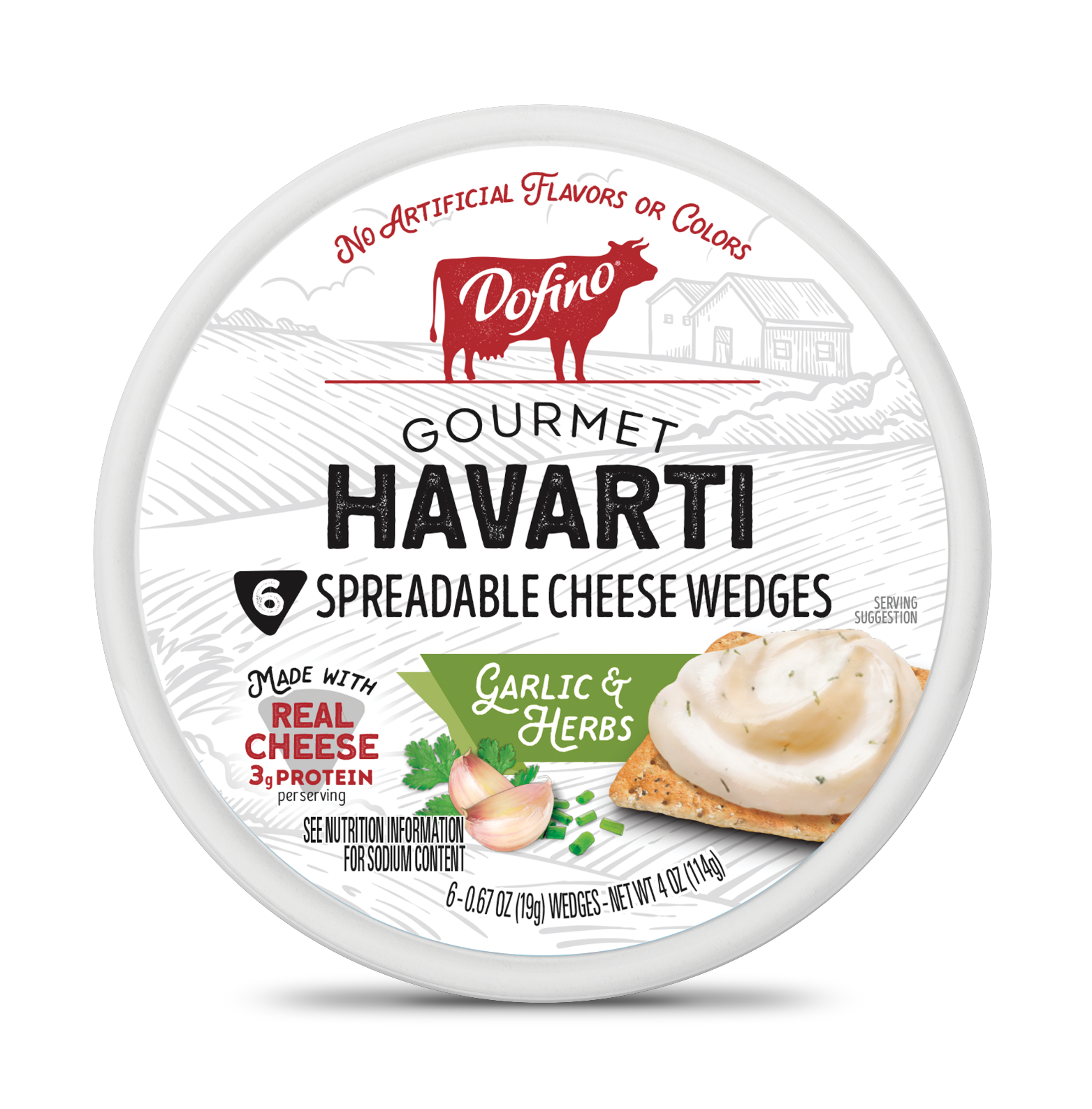 Dofino Garlic & Herbs Havarti Gourmet Spreadable Cheese Wedges